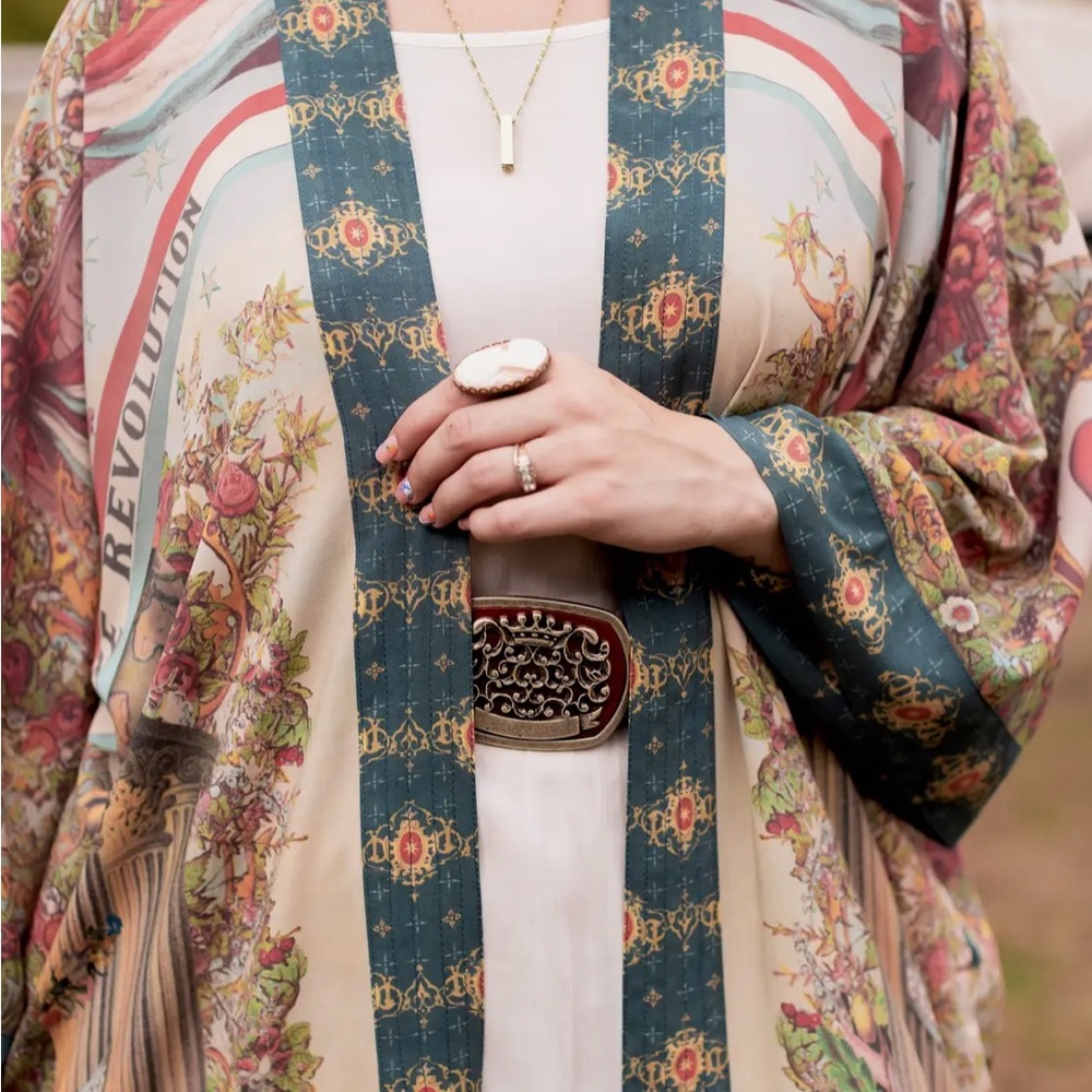 LOVE REVOLUTION OPERA DUSTER FULL LENGTH by Market of Stars Kimono robe w/ belt - Picture 6 of 16
